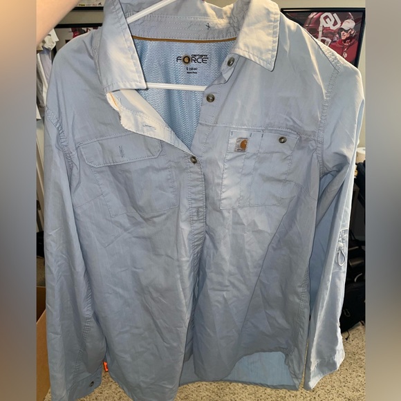 Carhartt Blue Gray Workwear Shirt Size L - Picture 1 of 3